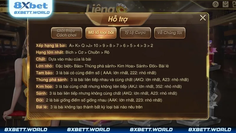 Độ mạnh yếu của các tổ hợp có trong game bài Liêng